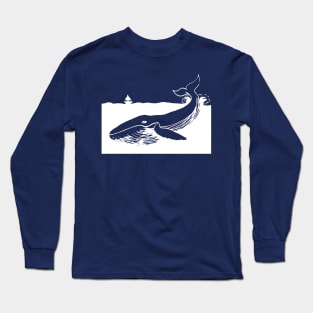 Whale in white ink Long Sleeve T-Shirt